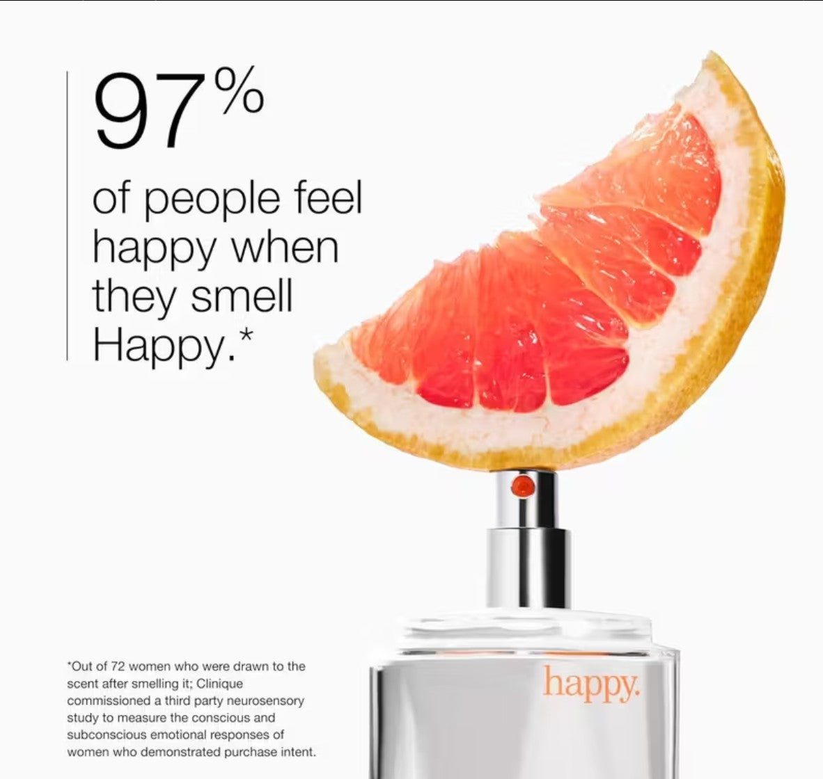 Happy By Clinique Apple, Lily Of The Valley, Freesia, Magnolia, Lily, Mimosa Women Eau De Parfum Spray 3.4 Oz