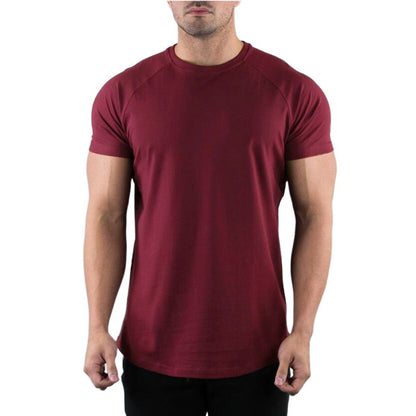Cotton Gym T-shirt Men Summer Fitness Clothing O-Neck Short Sleeve T shirt Slim Fit Tshirt Bodybuilding Workout Tees Tops