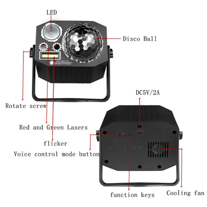 Dj Party Disco Ball Lights with Pattern and Sound Activated LED Stage Strobe Light Christmas Rave/Home Karaoke/Dance/Club Bar