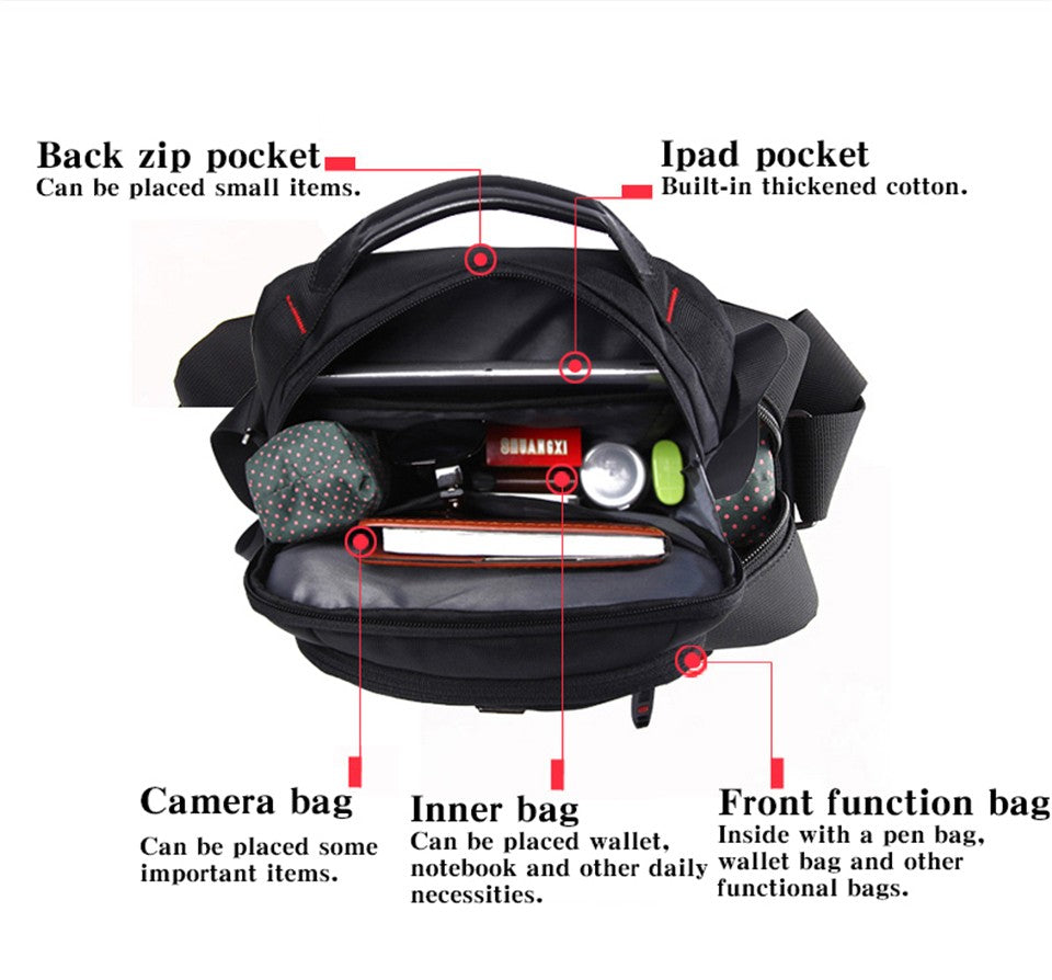 Swiss Waterproof Oxford Men's Messenger Bag Multifunction Business Casual Briefcase bag Travel Male Shoulder Bag Fashion Handbag