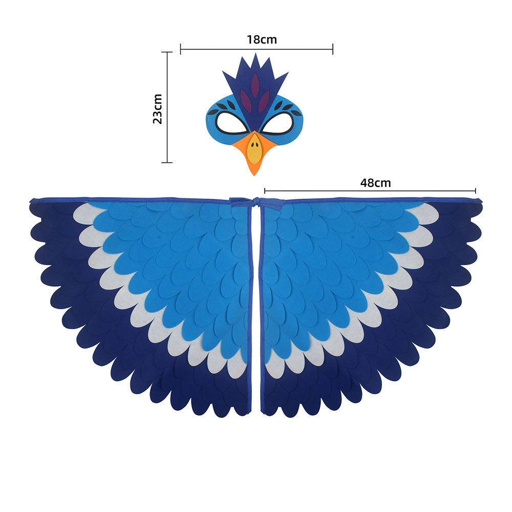 Cute Owl Wings Costume Animal Peacock Pattern Felt Cloak With Matching Mask Performance Props Halloween Carnival Cosplay Cape