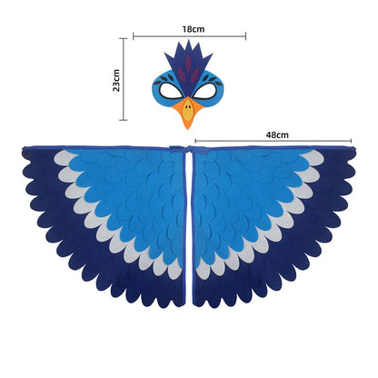 Cute Owl Wings Costume Animal Peacock Pattern Felt Cloak With Matching Mask Performance Props Halloween Carnival Cosplay Cape
