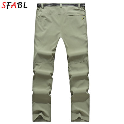 SFABL 5XL Summer Quick Dry Hiking Pants Men Stretch Waterproof Tactical Pants Zipper Pockets Trousers Lightweight Fishing Pants