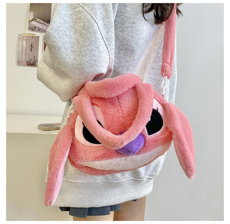 Kawaii Disney Stitch Bag Plush Backpack Bagpack Double Shoulder Crossbody Bag Storage Pouch Plushie Anime Toy Gift for Girls