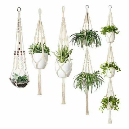 Hanging Plant Handmade Macrame Plant Hanger Flower Pot Planter Hanger Wall Decor Courtyard Garden Hanging Planter Hanging Basket