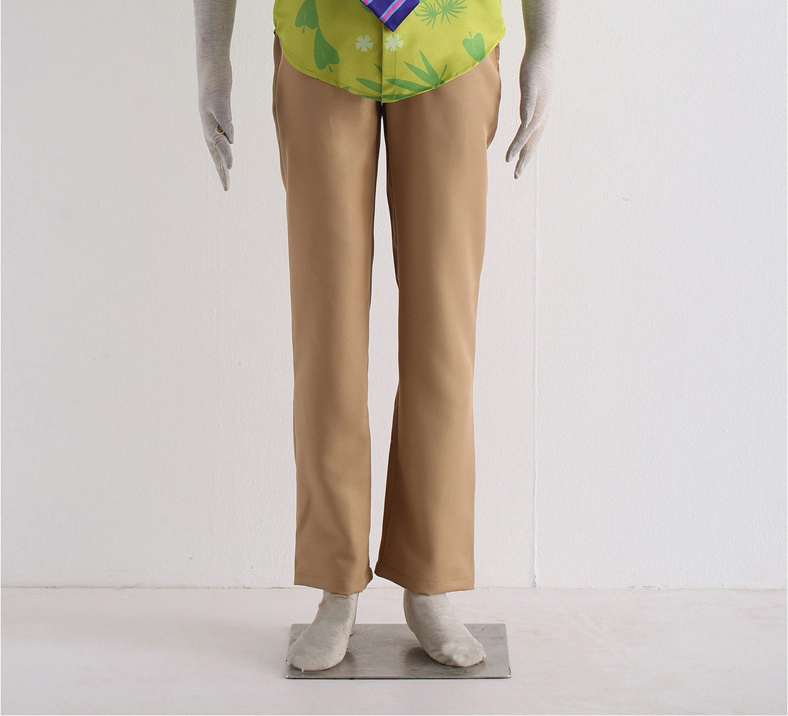Fox Nick Wilde Cosplay Shirt With Tie Men Halloween Green Leaves Printed Summer Casual T-shirt and Necktie