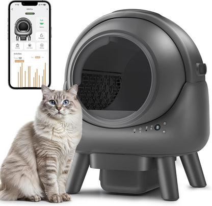 Caixa de Areia Autolimpante, Caixa Sanitária Automática para Gatos Múltiplos, Robô com Controle por Aplicativo, Proteção Dupla Inteligente