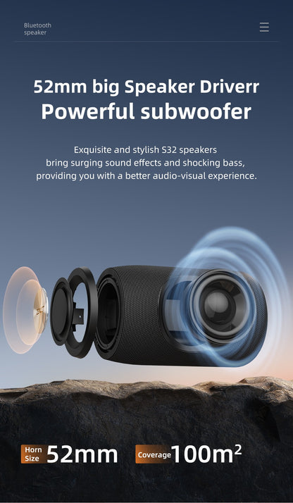 ZEALOT S32 Portable Bluetooth Speaker Mini Wireless HIFI Subwoofer Speaker with fm Radio Column Support TF, TWS, USB Flash Drive