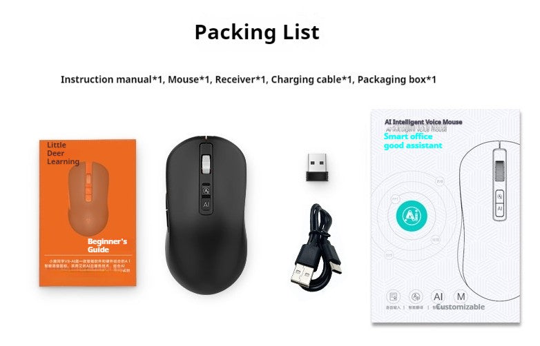 Ai Voice Mouse Wireless Bluetooth Dual-Mode Rechargeable for Laptop Pc Voice Typing Translation Deepseek Gpt intelligent Office