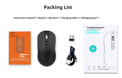 Ai Voice Mouse Wireless Bluetooth Dual-Mode Rechargeable for Laptop Pc Voice Typing Translation Deepseek Gpt intelligent Office