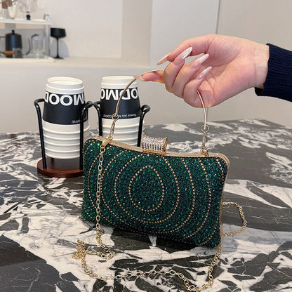 Luxury Women's Evening Bag Sparkling Rhinestone Handbag Fashion Chain Crossbody Bag Elegant Wedding Dress Party Banquet Clutch