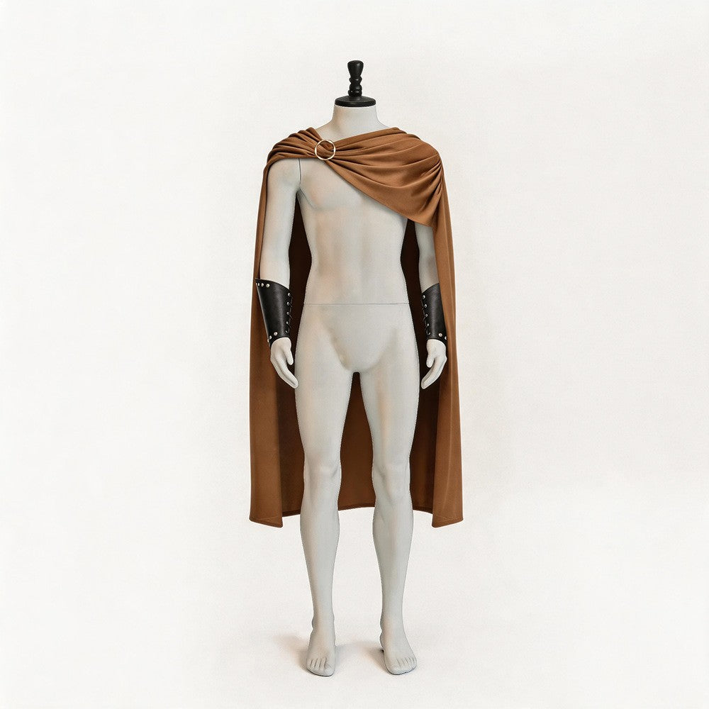 Men Spartan Warrior Cape CostumeMedieval Knight Cloak Set Halloween Carnival Masquerade Party Cosplay Outfit for Adult Male Stag