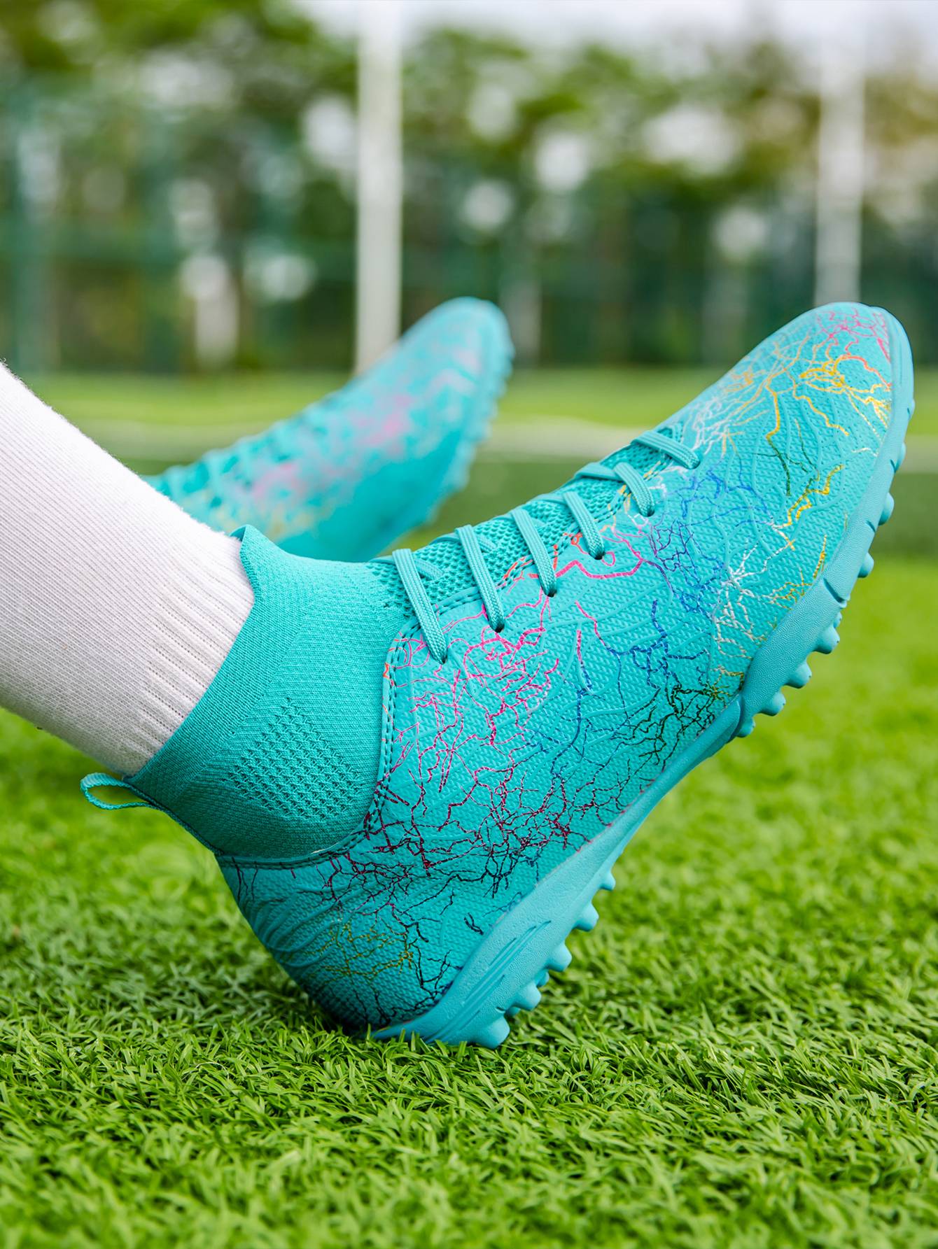 Professional High-Top Soccer Shoes for Men, Tf, Broken Nails (Referring to Cleats), Short Nails (Referring to Studs), Artificial Turf Training, Breathable, Anti-Slip