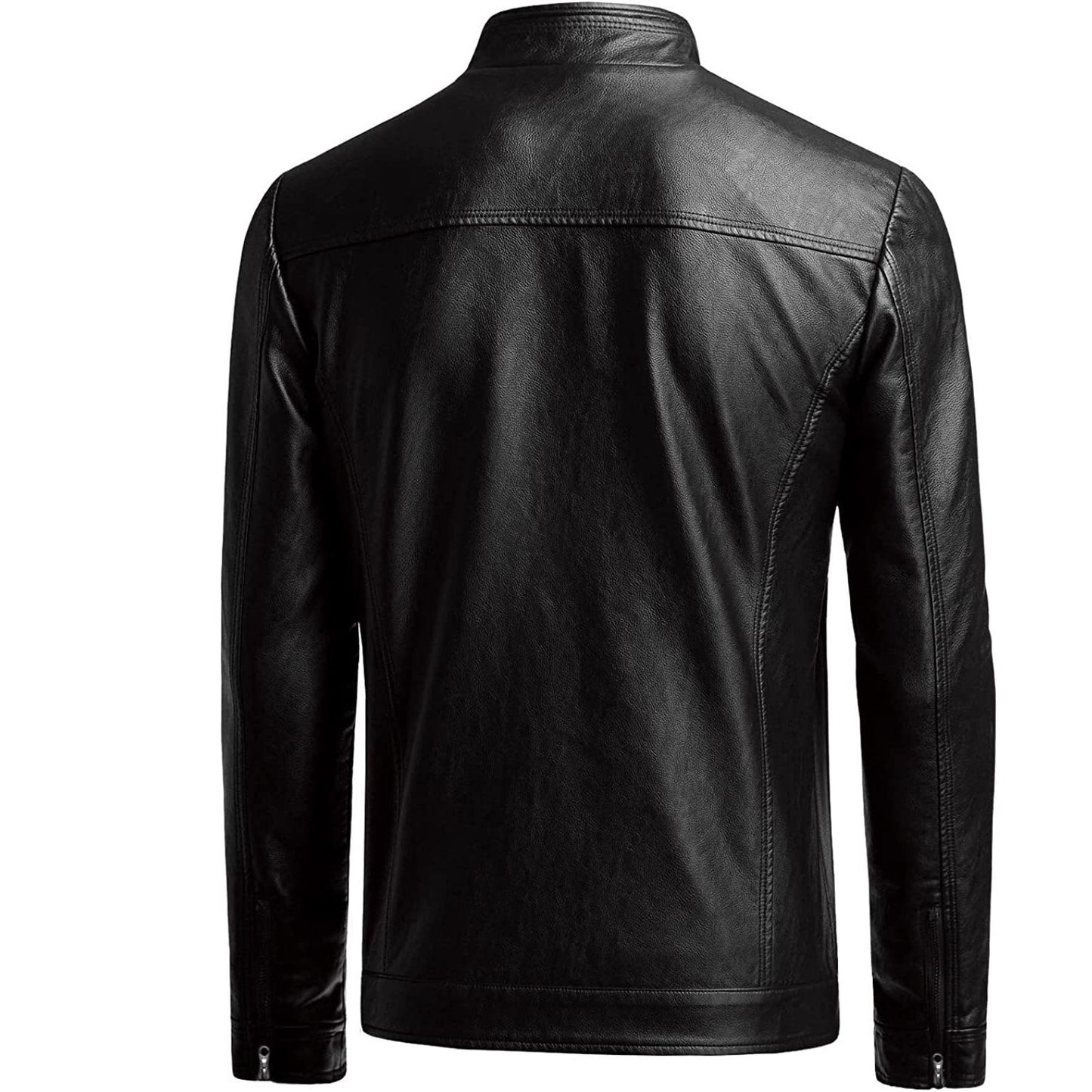 Autumn Winter Men Stand Collar Motorcycle Leather Jacket Coat Brown Black Coffee Multi Color Options Slim Fit Trendy Outerwear