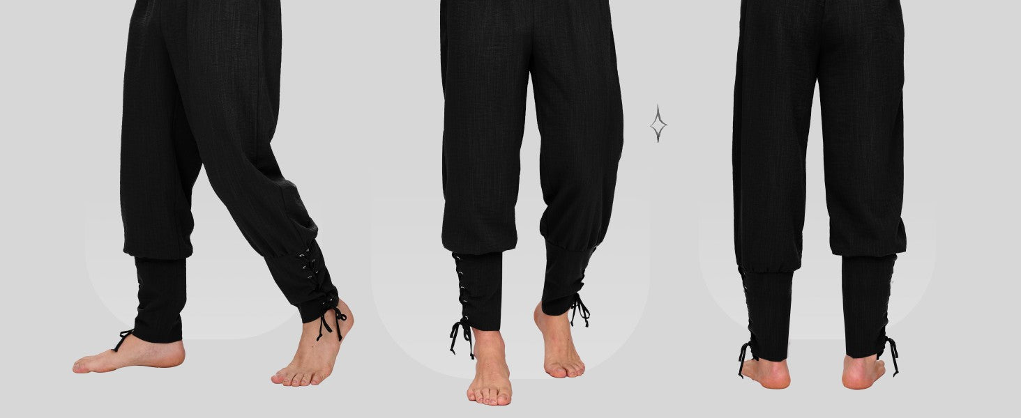 Spooktacular Creations Men Halloween Medieval Renaissance Pants With Pocket, Ankle Banded Pirate Pants, Viking Costume