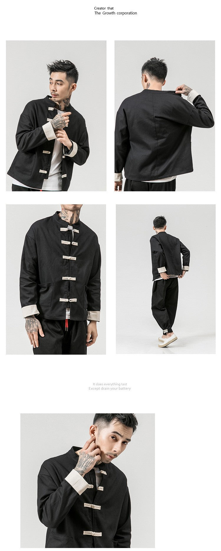 Chinese Wind Cotton Buckle Large Men's Casual Jacket Jacket Retro Stand-up Collar Tang Suit Top Batch