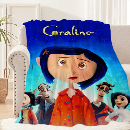 Cartoon C-Coraline Movie Blanket Plush Nap Sofa rug for Living Room Warm Office Bedroom Birthday Home Travel Kid Gifts