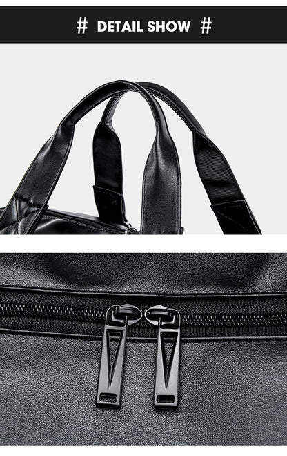 Large Capacity Travel Bag PU Travel Handbag Men Carry On Luggage Duffle Bags Soft Casual Black Big Weekend Bags Travelling Tote