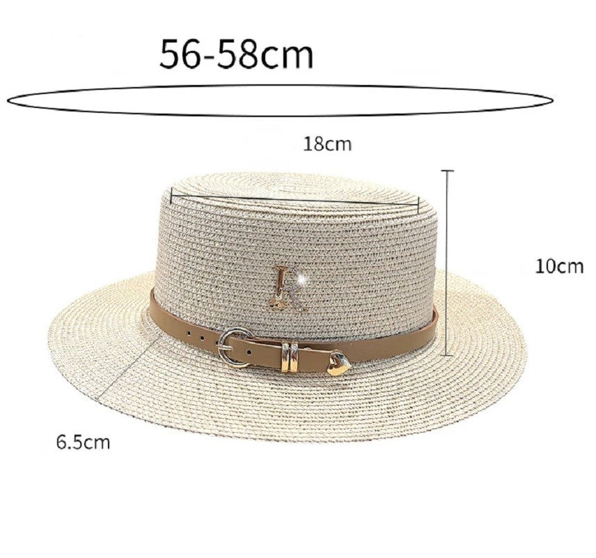 Rhinestone Straw Hat Women's Summer Beach Sunshade Hat Braided Straw Sunblock Hat French Belt Vintage Top Hat Sun Hats For Women
