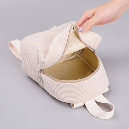 Mochila Clássica Infantil Minimalista em Veludo Cotelê