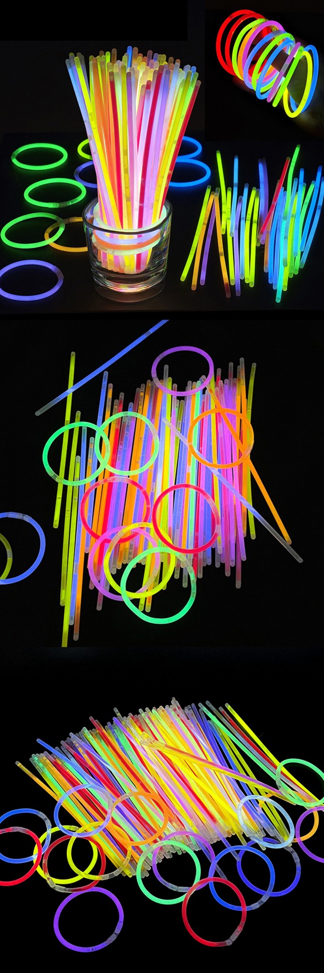 25-100PCS/Pack Party Fluorescence Glow Sticks DIY Bracelet Necklace Glowing in The Dark Stick Birthday Festival Party Supply ZYF