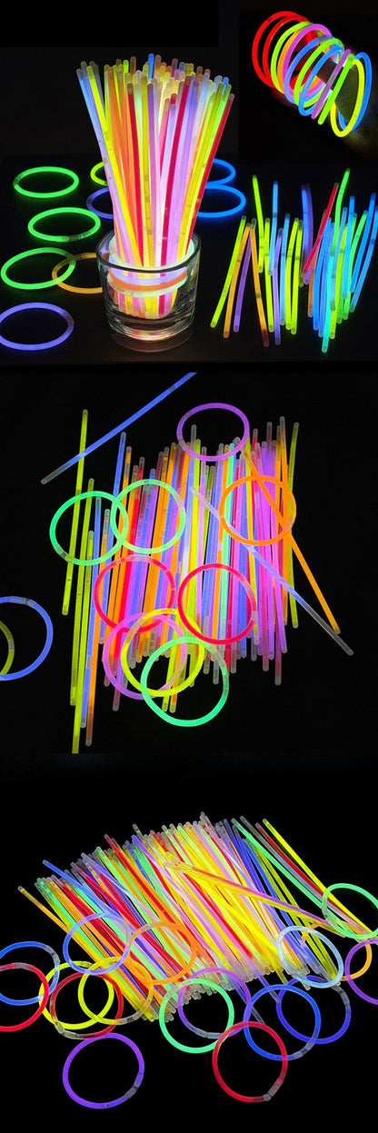 25-100PCS/Pack Party Fluorescence Glow Sticks DIY Bracelet Necklace Glowing in The Dark Stick Birthday Festival Party Supply ZYF