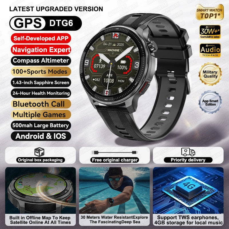 2026 Novo Militar T-Rex 3 Ultra Offline Mapa GPS Smart Watch 4GB Memória 10ATM À Prova D'Água Monitor Cardíaco Esportivo Smartwatch Masculino