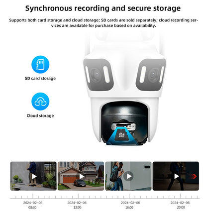 KERUI Icsee Outdoor PTZ 6K WIFI IP Camera Home Security Triple Lens Camera CCTV Video Surveillance With Triple Screens