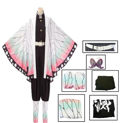 AnimeKochou Shinobu Cosplay Costume  Kochou Uniforms Wigs Hairs Halloween For Kids Adult Cos Party