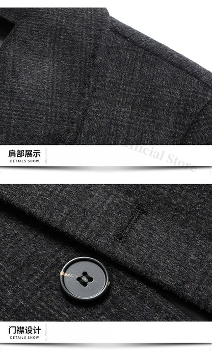 Maxbarley Winter Down Coat Lightw Luxurious Detachable Lining Working Cold Proof Overcoat Mens Mid Length Warm Woolen Trench