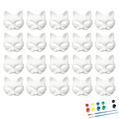 5-30pcs Japanese Mask Paper Blank Mask Halloween Cosplay Cat DIY Paintable Half Face Mask Animal Costume Party Decor Craft Prop