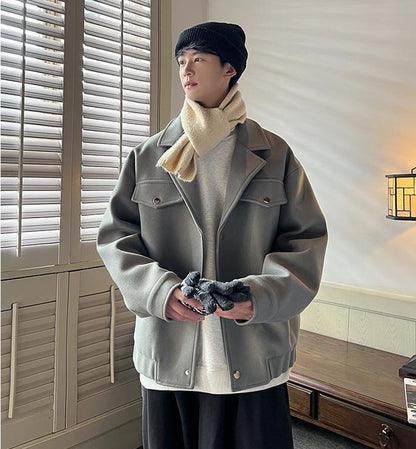 Men's Plus Size Winter Coat 3XL 5XL 300lbs Heavy Thick Wool Blend Trench Coat Vintage British Style Casual Pilot Jacket