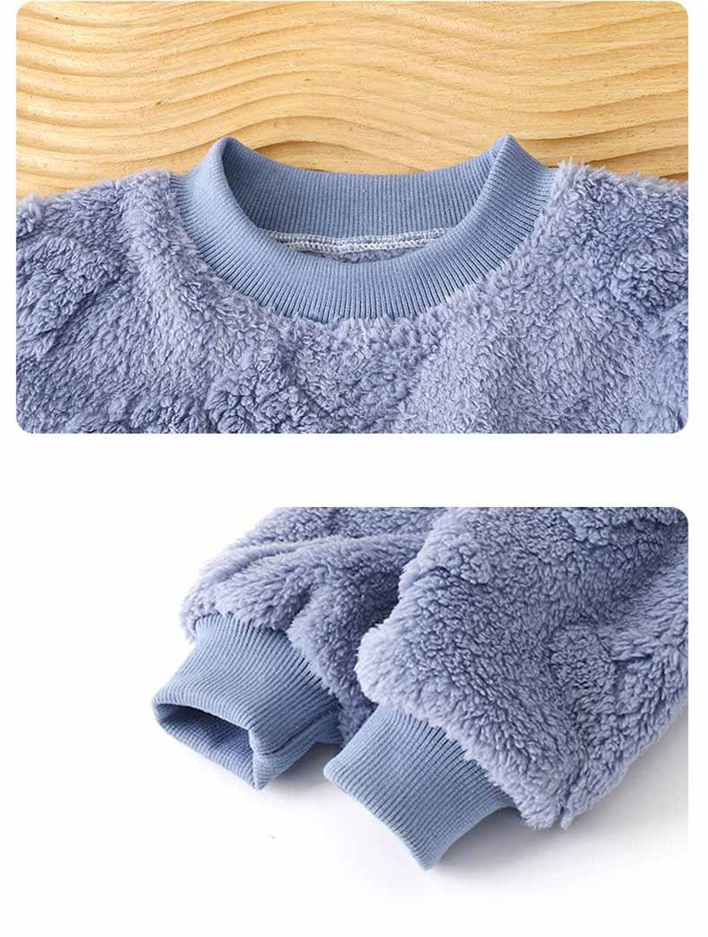 Winter Kids Thick Warm Sets Autumn Boys Girls Flannel Pajamas Suits Baby Long Sleeve Sleepwear Outfits Casual Children Clothes