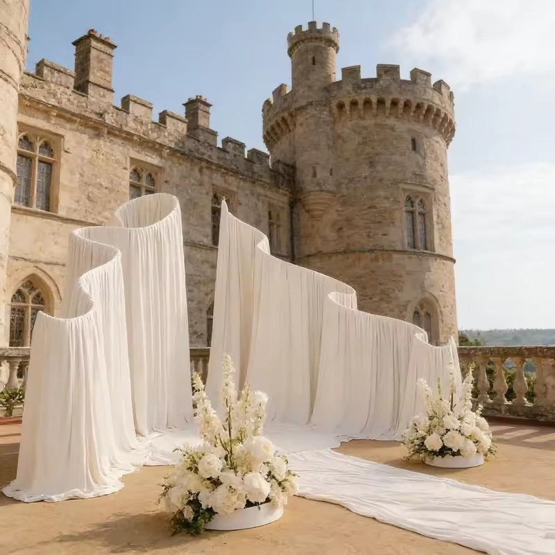 SMOOTH new trend metal wave arch curtain background curtain S-shaped fabric hanging curtain, suitable for wedding decoration