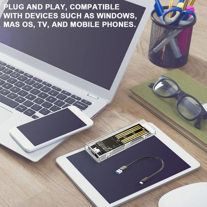 M.2 NGFF SATA Tipo C 3.1 Caixa de Disco Rígido 10Gbps Case SSD Externo Transparente Adaptador SSD Externo para 2230 2242 2260 2280