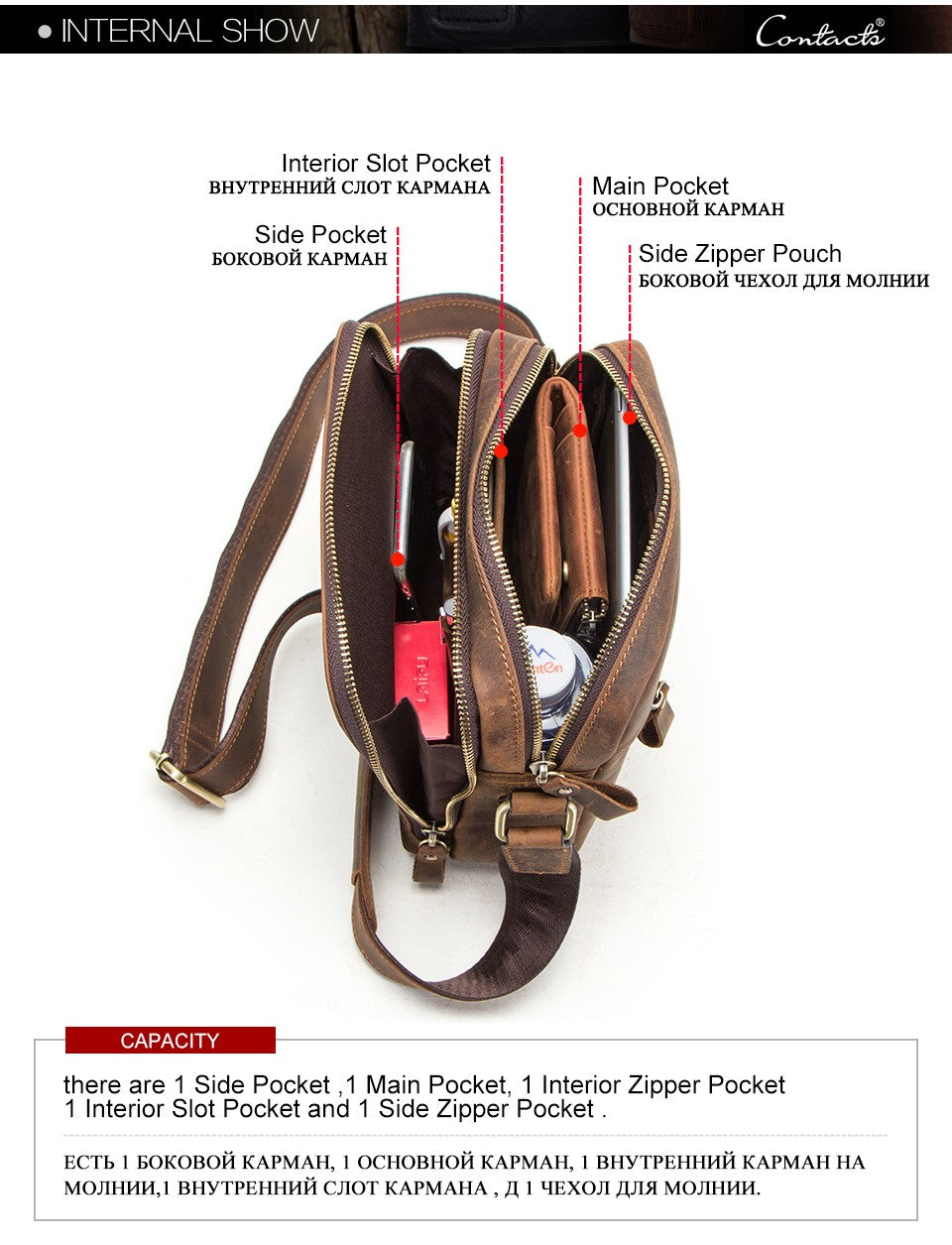 CONTACT'S Genuine Leather Men's Messenger Bag Vintage Sling Shoulder Bags for 7.9" iPad Mini High Quality Male Crossbody Bag Men