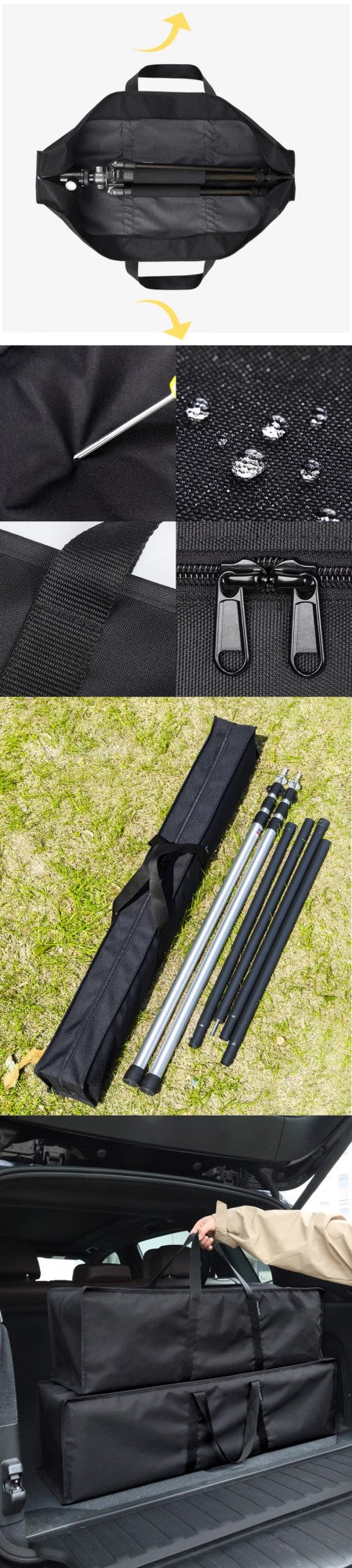 Camping Canopy Pole Storage Bag Wear-Resistant Sundries Holder Large Capacity Multifunction with Handle for Storage Bag