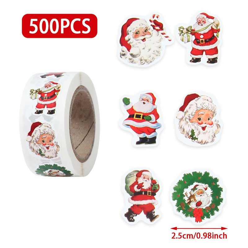 500pcs Christmas Stickers Merry Christmas Party Decoration 2025 Xmas Santa Claus Stickers Navidad Natal New Year Gift 2026