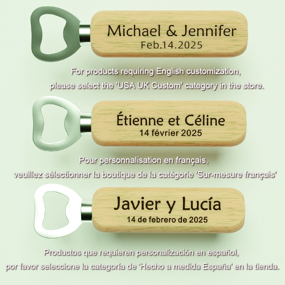 12PCS Custom Wedding Gift Bottle Opener Wedding Favors for Guests Personalized Wooden Opener as Gift for Wedding Decoration