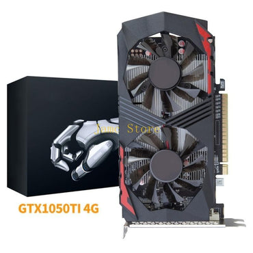LX0B Computer Graphic Card 1050TI 4GB GDDR5 128 Bit PCIE HDMI-Compatible+DP+DVI with Twin Cooling Fan