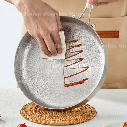 Frigideira 20/24/28cm Antiaderente Wok Titânio Aço Inox Doméstica Ovo Bife Frigideira Fogão de Indução Gás Utensílios de Cozinha