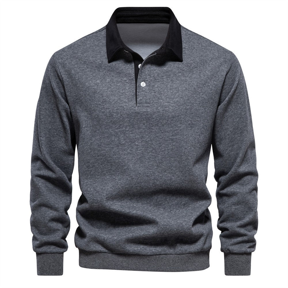 Men's Autumn Long-Sleeved POLO Collar European Size Sweater - Trendy, High-Quality, Casual, Versatile and Loose-Fit Top