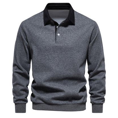 Men's Autumn Long-Sleeved POLO Collar European Size Sweater - Trendy, High-Quality, Casual, Versatile and Loose-Fit Top