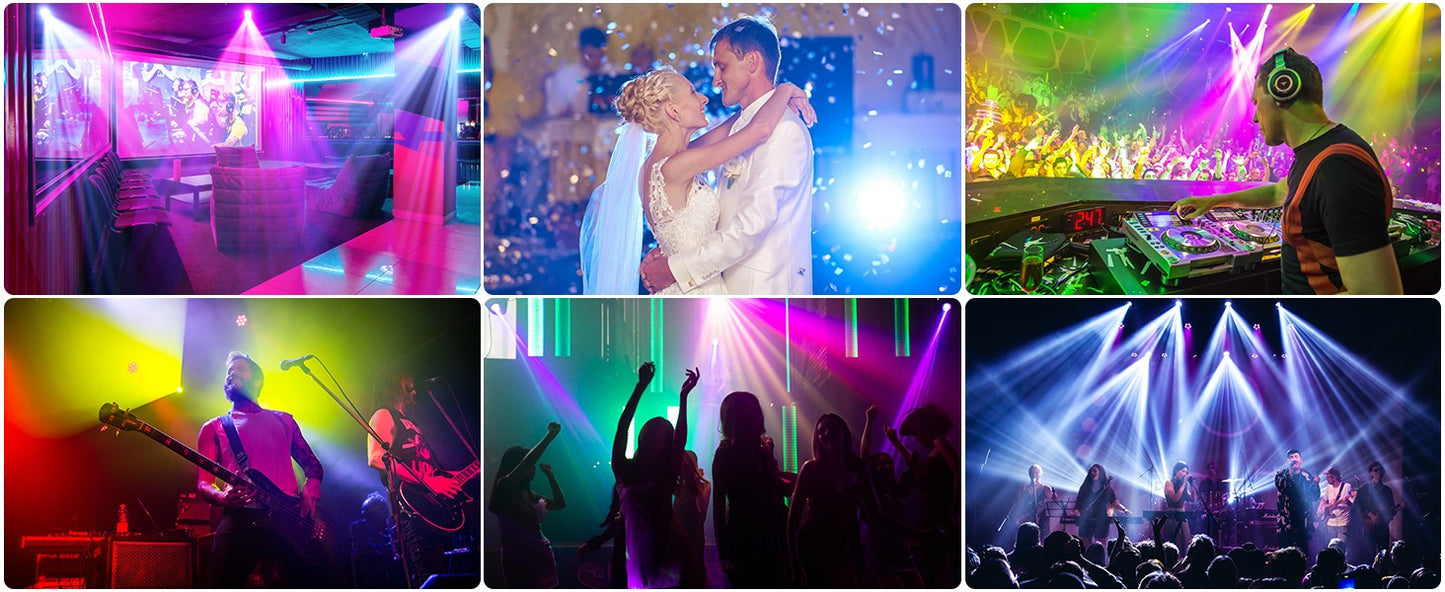 Datewink 120W LED Beam Moving Head Light 8 Patterns RGB Stage Lighting Effect DMX512 For DJ Disco Show Concert Party KTV Karaoke