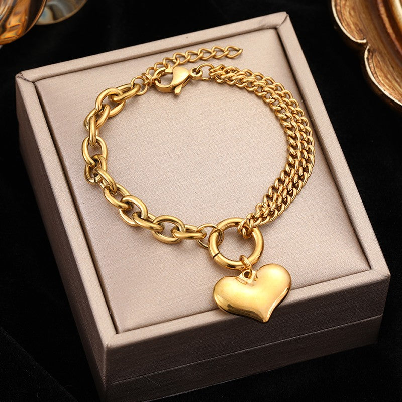EILIECK Pulseira Feminina de Aço Inoxidável 316L Dourada com Estrela-do-mar, Lua e Estrela, Joia da Moda, Presente para Festa