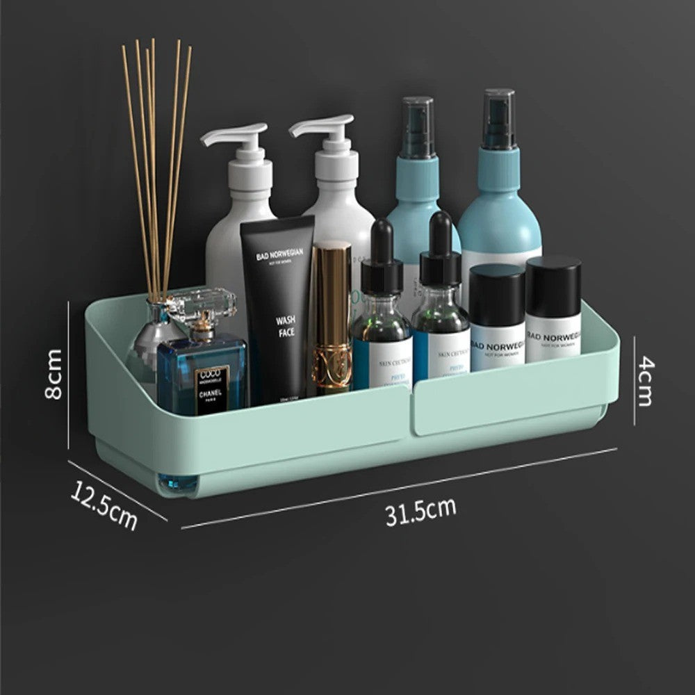 Rack de Conveniência para Banheiro Cozinha Prateleira Organizador de Maquiagem Cosméticos Shampoo Rack Prateleira de Chuveiro de Parede para Temperos Sem Perfuração
