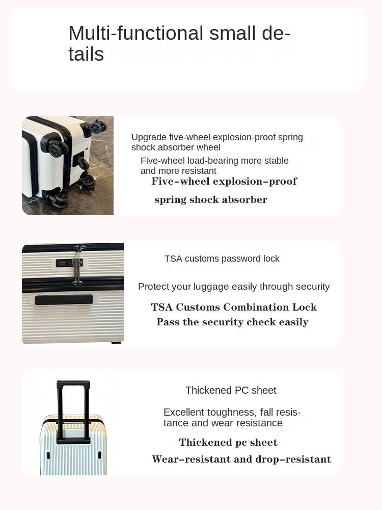 Nova Mala de Viagem com Abertura Lateral Grande Capacidade Bagagem 5 Rodas Antidesmoronamento Trolley Case 20 Polegadas Mala de Mão PC