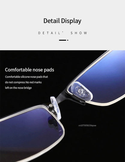 Óculos de Leitura Masculino de Metal Anti Luz Azul para Negócios Hipermetropia Óculos de Leitura Dioptria 0 +1.0 +1.5 +2.0 +2.5 +3.0 +3.5 +4.0