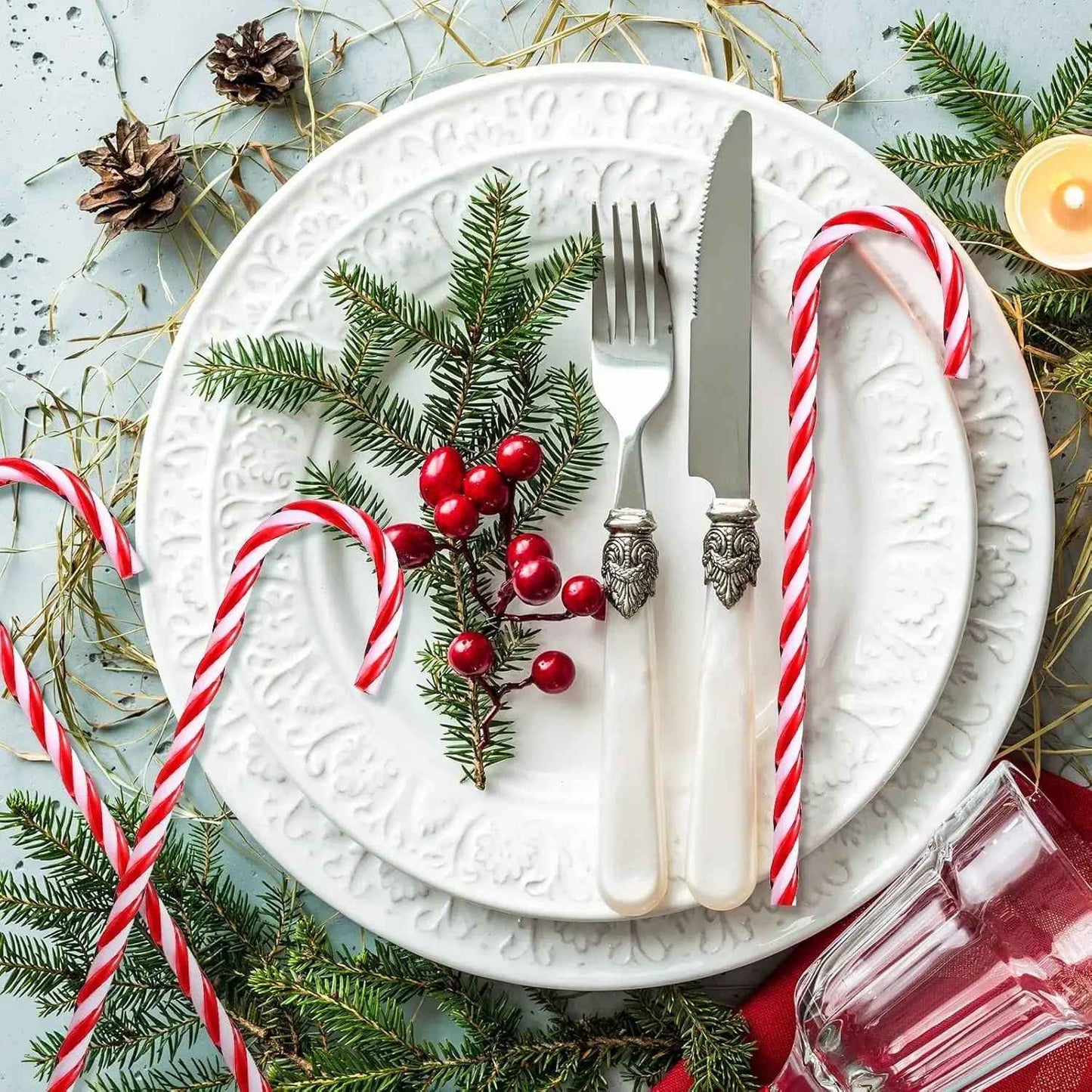 Acrylic Candy Cane Pendant Xmas Tree Twisted Crutch Hanging Ornament Happy New Year Christmas Party Home Decoration Red Green
