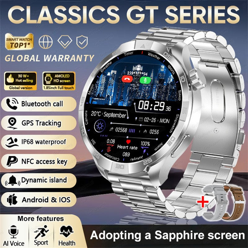 2026 Smartwatch com Display AMOLED Sempre Ativo, NFC, Chamada Bluetooth, Trajetória GPS, Impermeável, Saúde e Esporte, para Homens, Compatível com Android e iOS